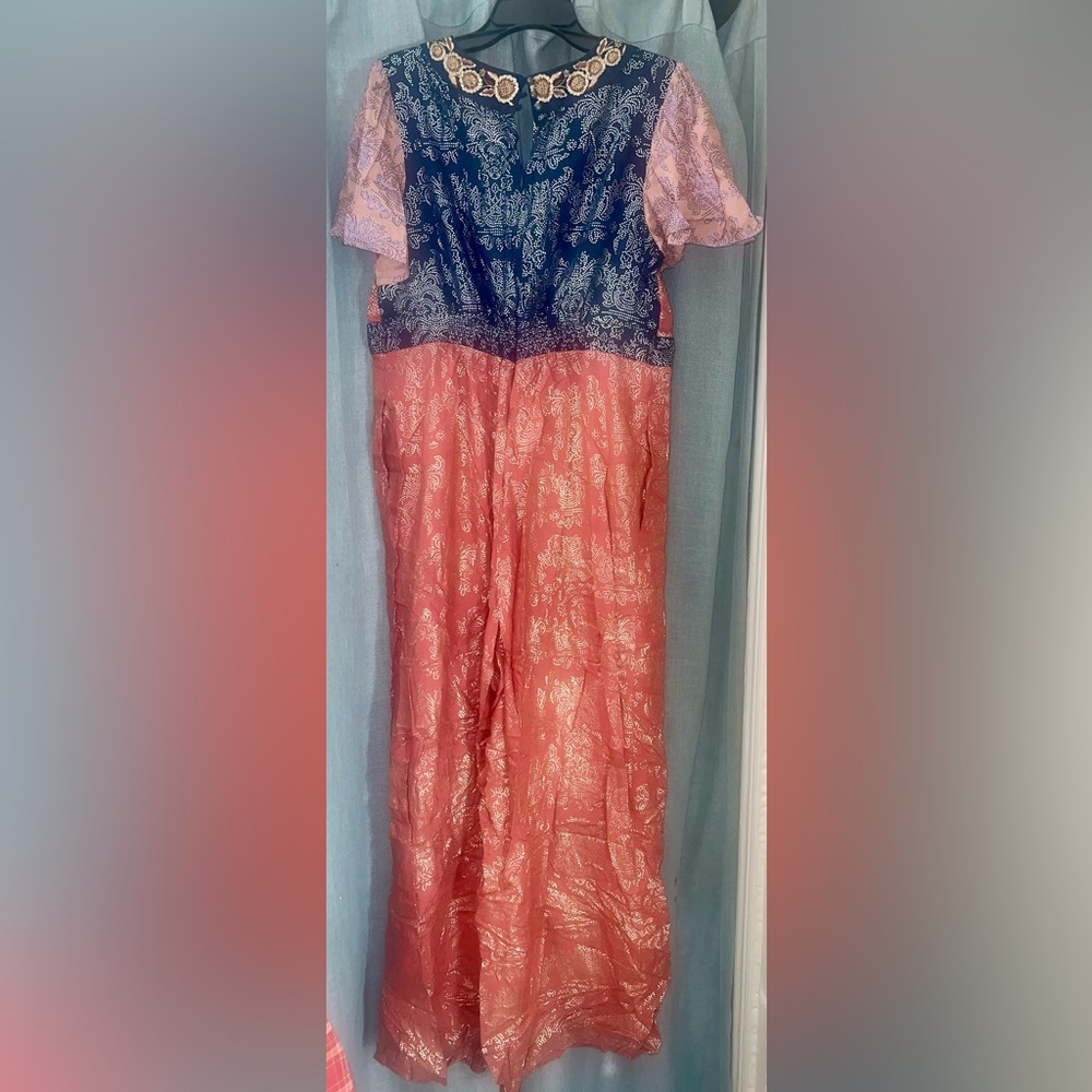 Anthropologie Akemi Coral and Gold Jumpsuit - Picture 2 of 5